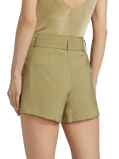 Ba&sh Women's Demie Belted Pleated-Front Shorts - Khaki - Size XL | Thumbnail 5