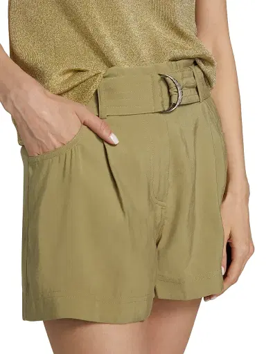 Ba&sh Women's Demie Belted Pleated-Front Shorts - Khaki - Size XL | Thumbnail 6