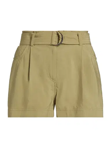 Ba&sh Women's Demie Belted Pleated-Front Shorts - Khaki - Size XL | Thumbnail 1