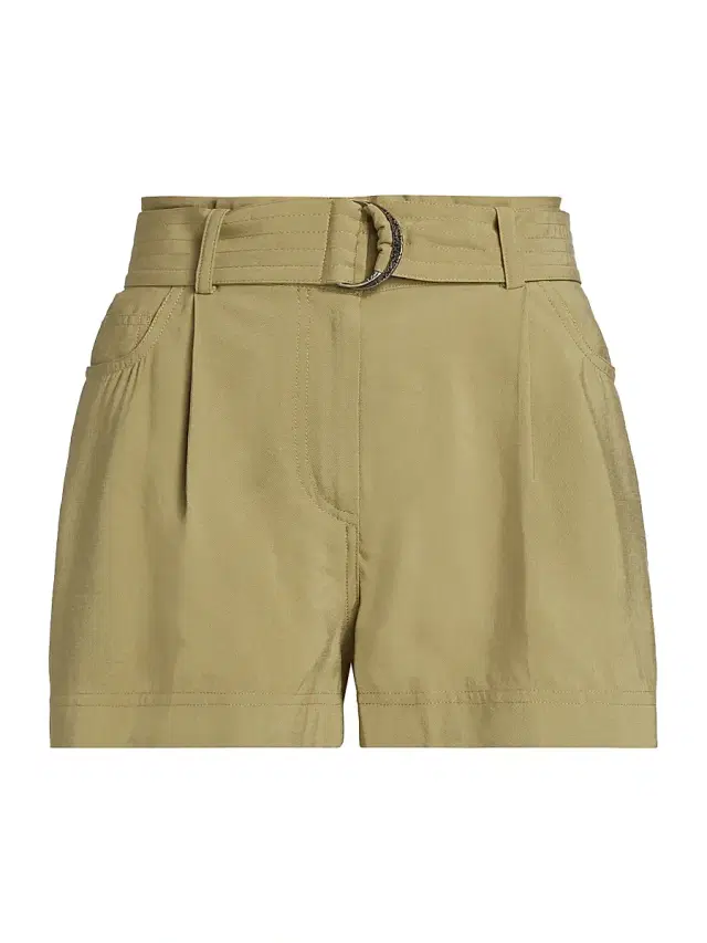 ba & sh Women's Demie Belted Pleated-Front Shorts - Khaki