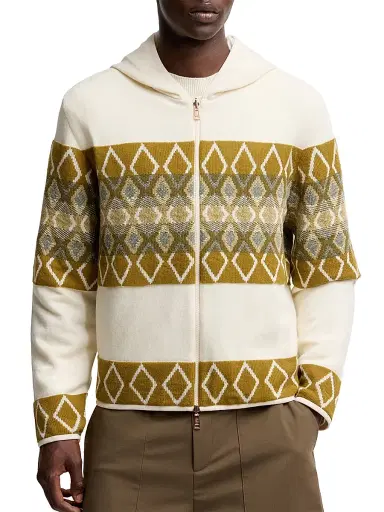 Moncler Men's Hoodie in Wool - White Green | Thumbnail 4