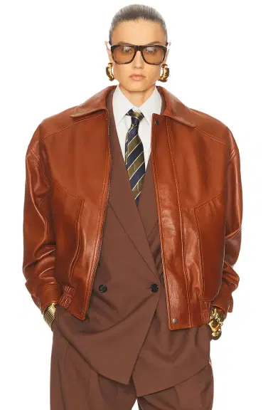 Saint Laurent Leather Bomber Jacket | Thumbnail 1 Saint Laurent Leather Bomber Jacket | Thumbnail 1