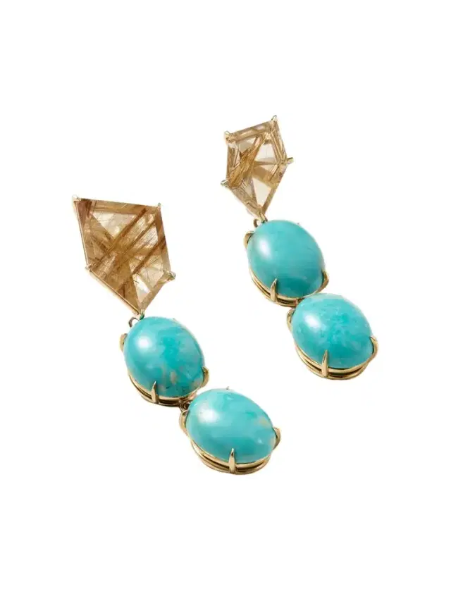 JIA JIA Mona Lisa Gold, Turquoise And Quartz Earrings