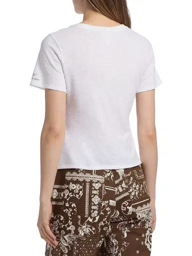 Cinq à Sept Women's Heatset Bonjour Y'all Graphic Cotton T-Shirt - White Black - Size XL | Thumbnail 5