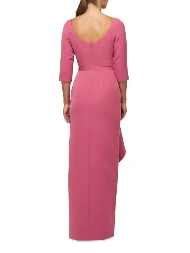 Kay Unger Women's Julia Cascade Ruffle Crepe Column Gown - Rose Wine | Thumbnail 3