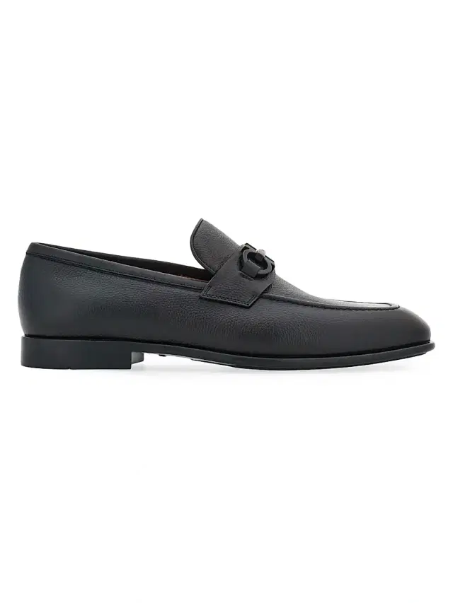 FERRAGAMO Men's Foster Gancio Leather Loafers - Nero