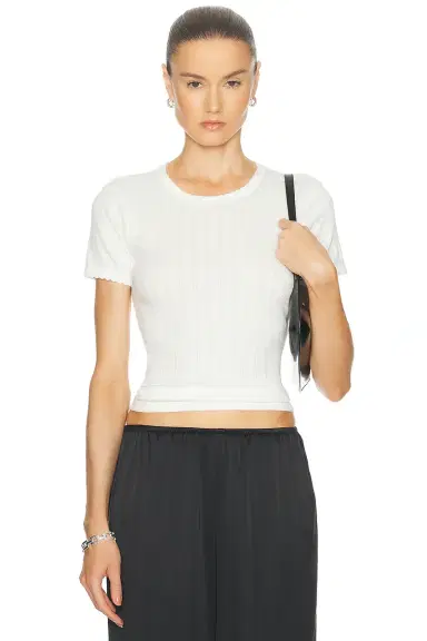 LESET Pointelle Slim Fit Tee | Thumbnail 1
