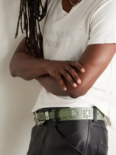 Enfants Riches Déprimés 4.5cm Eagle Petit Iron Cross Studded Leather Belt - Men | Thumbnail 2 Enfants Riches Déprimés 4.5cm Eagle Petit Iron Cross Studded Leather Belt - Men | Thumbnail 2