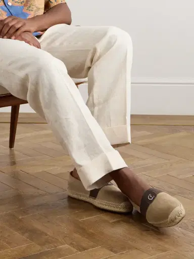 Christian Louboutin Alfarica Logo-Embellished Leather and Grosgrain-Trimmed Suede Espadrilles - Men | Thumbnail 2 Christian Louboutin Alfarica Logo-Embellished Leather and Grosgrain-Trimmed Suede Espadrilles - Men | Thumbnail 2