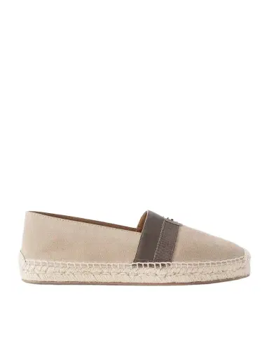 Christian Louboutin Alfarica Logo-Embellished Leather and Grosgrain-Trimmed Suede Espadrilles - Men | Thumbnail 1 Christian Louboutin Alfarica Logo-Embellished Leather and Grosgrain-Trimmed Suede Espadrilles - Men | Thumbnail 1