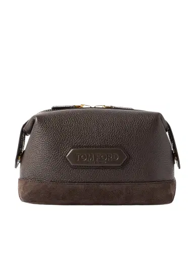 Tom Ford Suede-Trimmed Full-Grain Leather Wash Bag - Men | Thumbnail 1 Tom Ford Suede-Trimmed Full-Grain Leather Wash Bag - Men | Thumbnail 1
