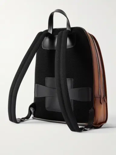 Berluti Working Day Scritto Venezia Leather and Twill Backpack - Men | Thumbnail 3