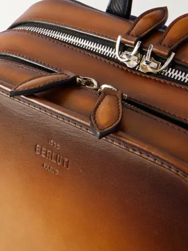 Berluti Working Day Scritto Venezia Leather and Twill Backpack - Men | Thumbnail 4