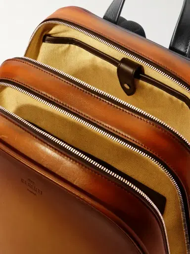 Berluti Working Day Scritto Venezia Leather and Twill Backpack - Men | Thumbnail 5