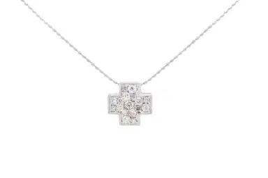 Wish Fine Jewelry 0.30ct Diamond 18K Gold Cross Pendant Chain Necklace | Thumbnail 1