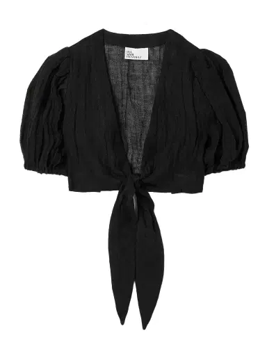 Lisa Marie Fernandez Cropped Tie-front Linen-blend Gauze Top | Thumbnail 1 Lisa Marie Fernandez Cropped Tie-front Linen-blend Gauze Top | Thumbnail 1