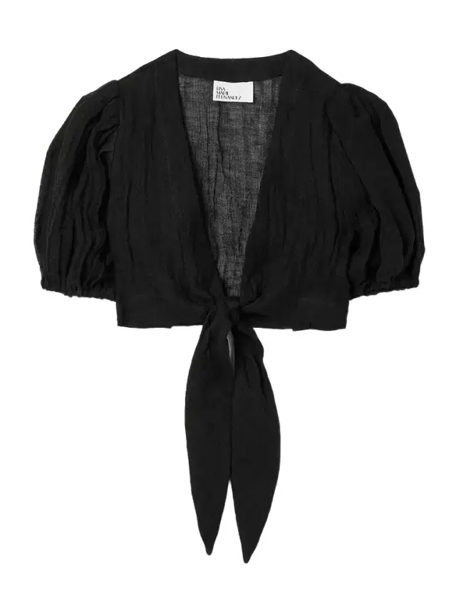 Lisa Marie Fernandez Cropped Tie-front Linen-blend Gauze Top
