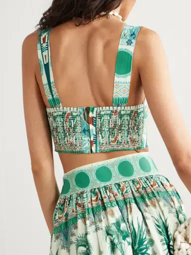 Emporio Sirenuse Dalia Cropped Shirred Printed Cotton Bustier Top | Thumbnail 3