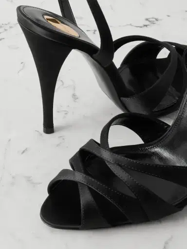 Saint Laurent Chandelle Leather-trimmed Satin Sandals | Thumbnail 4 Saint Laurent Chandelle Leather-trimmed Satin Sandals | Thumbnail 4