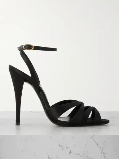 Saint Laurent Chandelle Leather-trimmed Satin Sandals | Thumbnail 1 Saint Laurent Chandelle Leather-trimmed Satin Sandals | Thumbnail 1