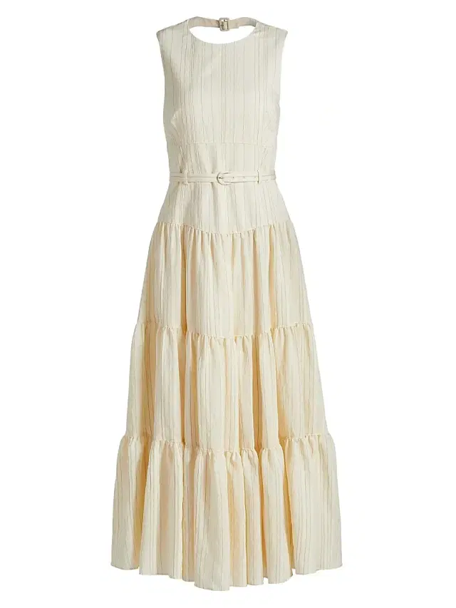 Cinq à Sept Women's Lucir Striped Belted Maxi Dress - Gardenia Multi