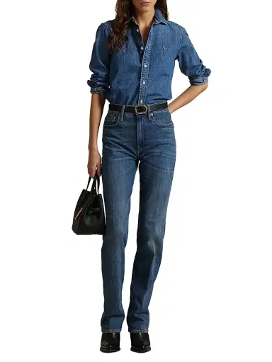 Polo Ralph Lauren Women's High-Rise Straight-Leg Jeans - Telesto Wash | Thumbnail 2
