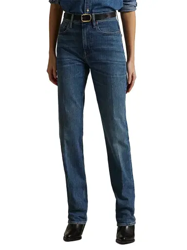 Polo Ralph Lauren Women's High-Rise Straight-Leg Jeans - Telesto Wash | Thumbnail 3