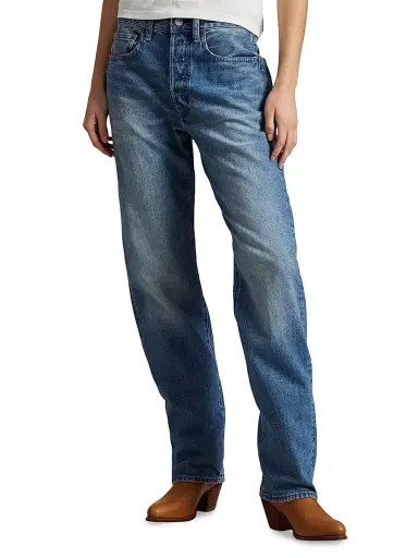 Polo Ralph Lauren Women's High-Rise Straight-Leg Jeans - Lebec Wash | Thumbnail 3