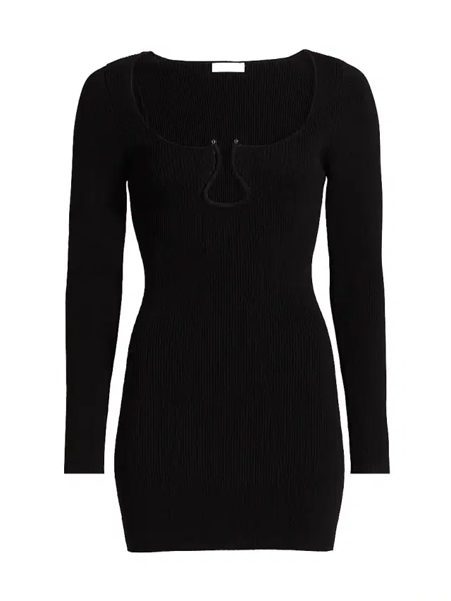 Ramy Brook Women's Lyl U-Ring Long-Sleeve Minidress - Black