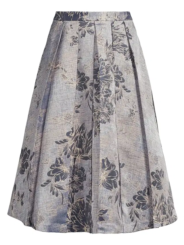 Kay Unger Women's Bettina Jacquard Box Pleat Midi-Skirt - Dark Midnight