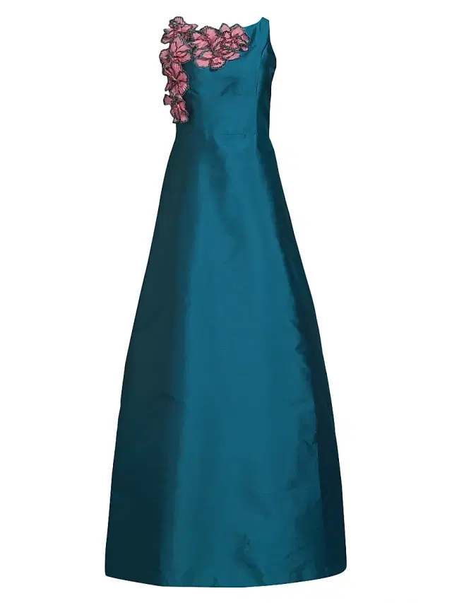 Kay Unger Women's Giselle Floral Appliqué Sleeveless Ballgown - Lotus Pink