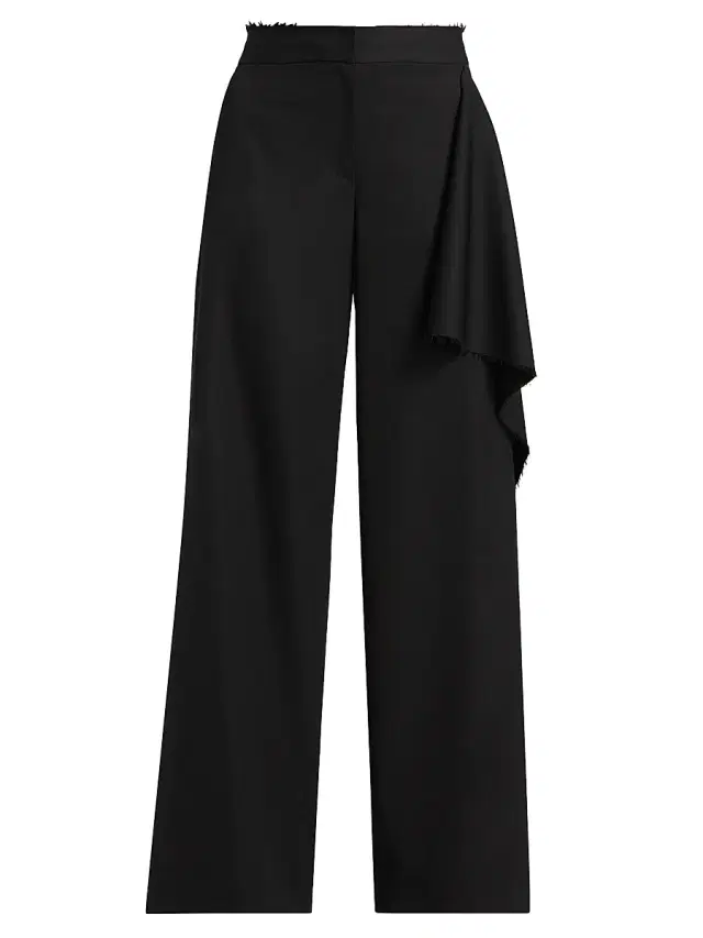Jason Wu Collection Women's Draped Wool-Silk Straight-Leg Pants - Black