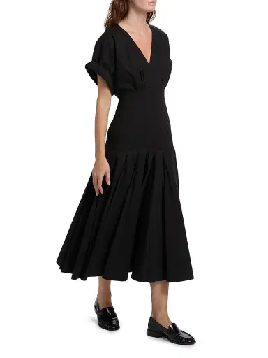 Proenza Schouler Women's Ciara Poplin Midi-Dress - Black | Thumbnail 2