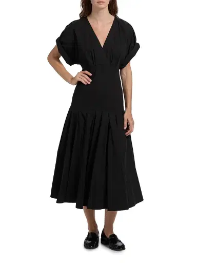 Proenza Schouler Women's Ciara Poplin Midi-Dress - Black | Thumbnail 3