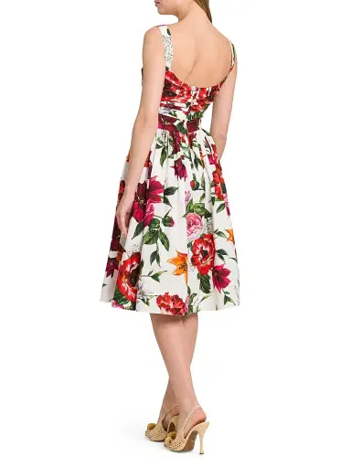 Dolce & Gabbana Women's Rafia Fiori Floral Cotton Poplin Dress - White Print Flower | Thumbnail 5 Dolce & Gabbana Women's Rafia Fiori Floral Cotton Poplin Dress - White Print Flower | Thumbnail 5