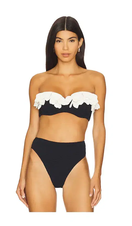 PatBO Breeze Jacquard Flower Applique Bikini Top
