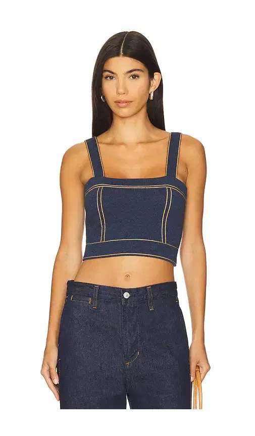 Autumn Cashmere Cropped Top Stitch Tank Top
