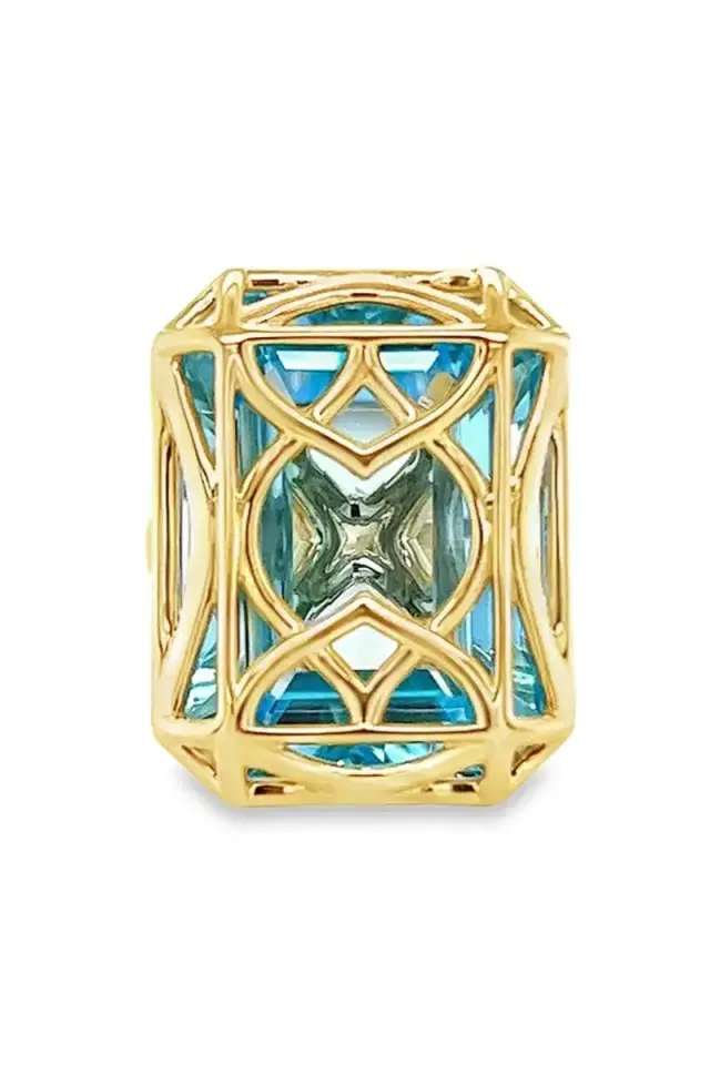 LISA NIK Caged Blue Topaz Ring