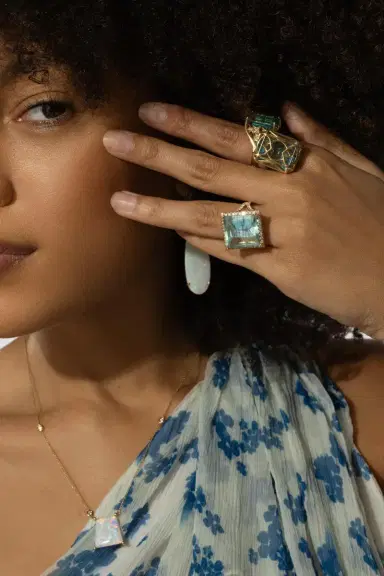 LISA NIK Mirror Cut Green Beryl Ring | Thumbnail 2