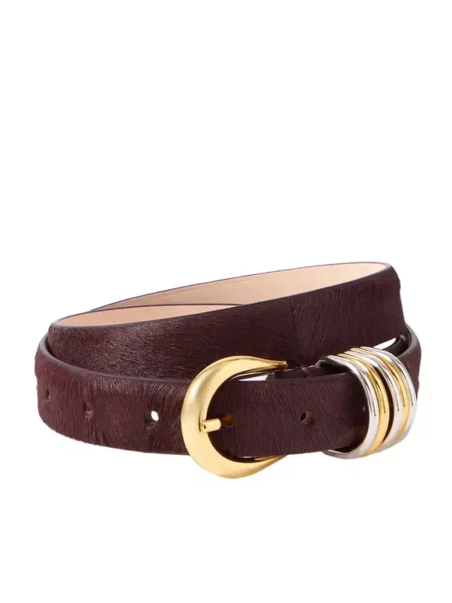 Hollyhock Embellished Calf Hair Belt