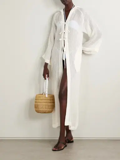 Lisa Marie Fernandez Hooded Crinkled Linen-blend Gauze Kaftan | Thumbnail 2