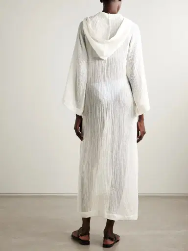 Lisa Marie Fernandez Hooded Crinkled Linen-blend Gauze Kaftan | Thumbnail 3