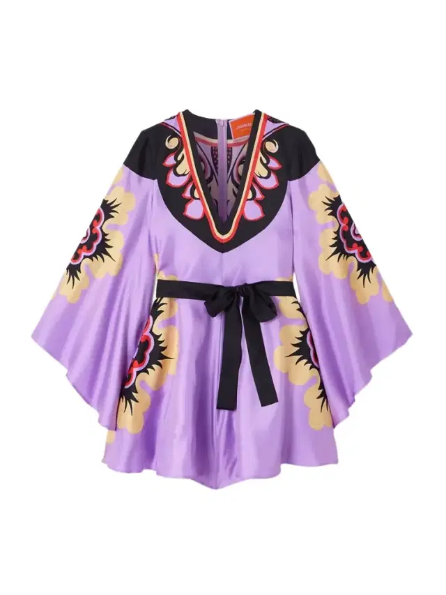 Icon Magnifico Belted Printed Silk-twill Mini Dress