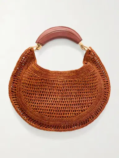 Chloé Summer Banana Leather-trimmed Embroidered Raffia Tote | Thumbnail 3
