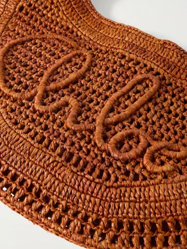 Chloé Summer Banana Leather-trimmed Embroidered Raffia Tote | Thumbnail 4