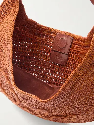 Chloé Summer Banana Leather-trimmed Embroidered Raffia Tote | Thumbnail 5