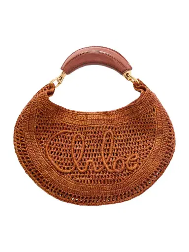 Chloé Summer Banana Leather-trimmed Embroidered Raffia Tote | Thumbnail 1
