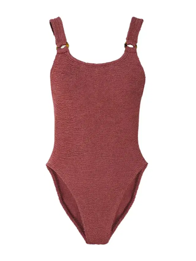 Domino Embellished Seersucker Swimsuit