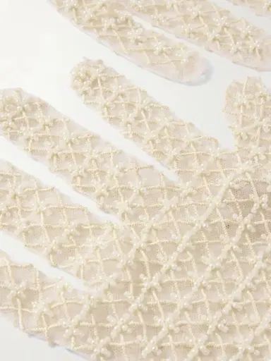 Clio Peppiatt Pearl-like Embellished Embroidered Tulle Gloves | Thumbnail 3