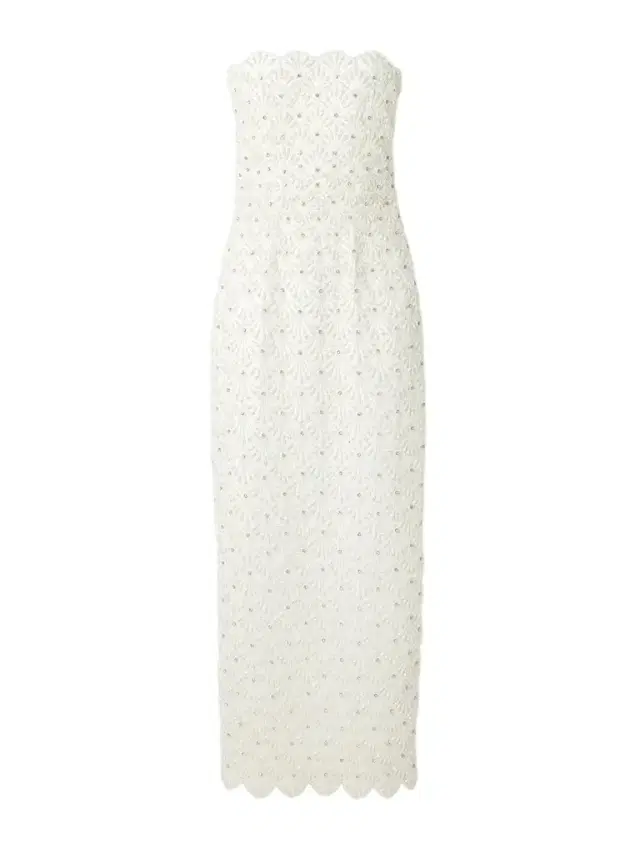 Clio Peppiatt Strapless Scalloped Embellished Taffeta Gown